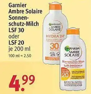 Rossmann Garnier Ambre Solaire Sonnen Schutz Milch LSF 30 Oder LSF 20 Angebot