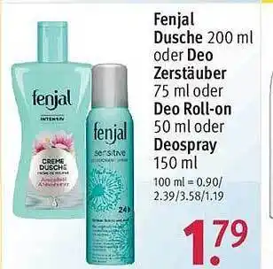 Rossmann Fenjal Dusche 200ml Oder Deo Zerstäuber Oder Deo Roll On Oder Deospray Angebot