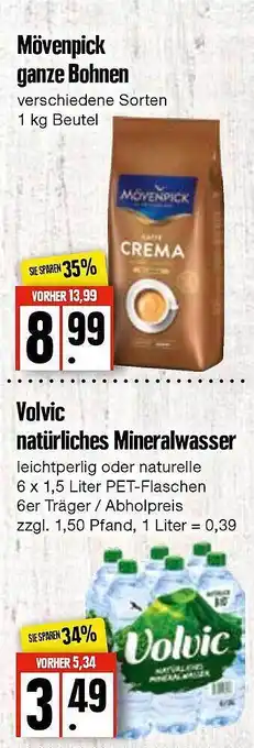 Edeka Frischemarkt Mövenpick Ganze Bohnen Oder Volvic Natürliches Mineralwasser Angebot