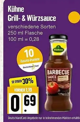 Edeka Frischemarkt Kühne Grill- & Würzsauce 250ml Angebot