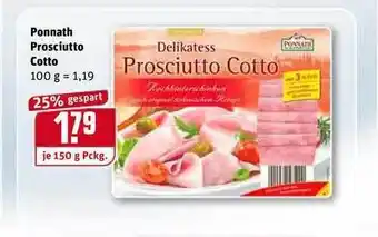 REWE Ponnath Prosciutto Cotto 150g Angebot