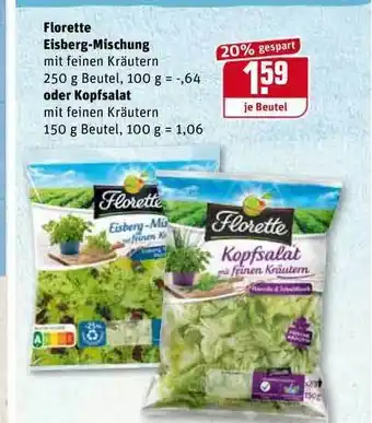 REWE Florette Eisberg Mischung Oder Kopfsalat Angebot