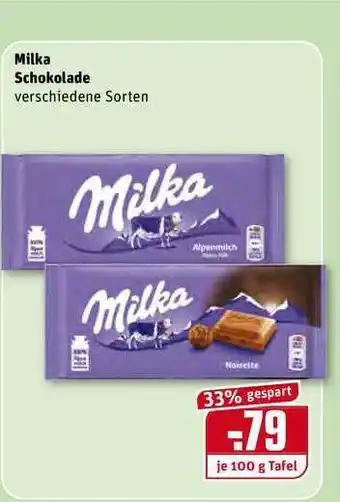 REWE Milka Schokolade 100g Angebot