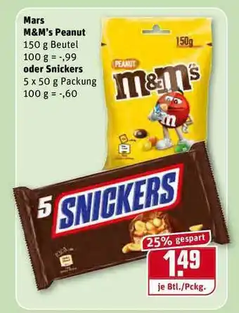 REWE Mars M&m's Peanut Oder Snickers Angebot