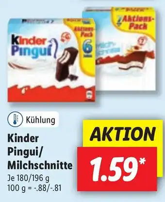 Lidl Kinder Pingui/ Milchschnitte 180/196g Angebot