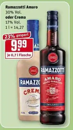 REWE Ramazzotti Amaro Oder Crema 0,7L Angebot