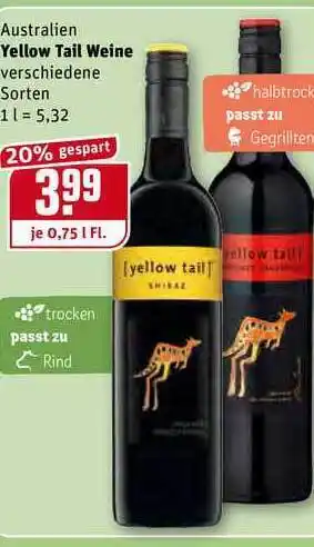 REWE Yellow Tail Weine 0,75L Angebot