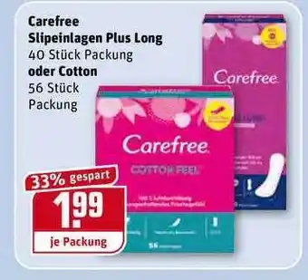 REWE Carefree Slipeinlagen Plus Long Oder Cotton Angebot