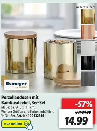 Lidl Porzellandosen mit Bambusdeckel, 3er-Set Angebot