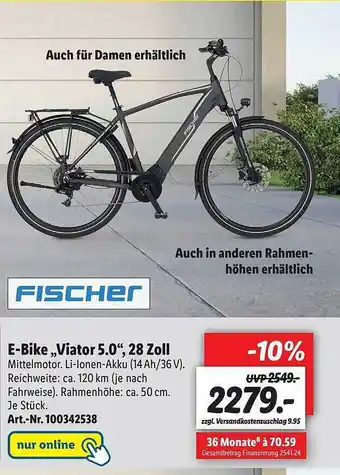 Lidl Fischer E-bike „viator 5.0“ 28 Zoll Angebot