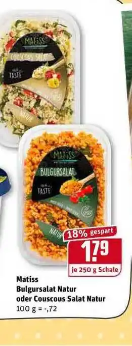 REWE Matiss Bulgursalat Natur Oder Couscous Salat Natur Angebot