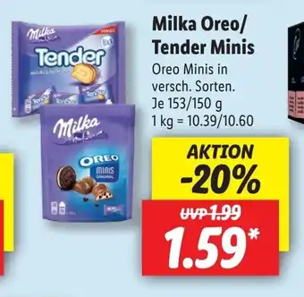 Lidl Milka Oreo/Tender Minis 153/150g Angebot