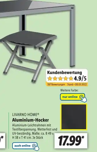 Lidl Livarno home Aluminum-Hocker B49xH38xT41 cm Angebot