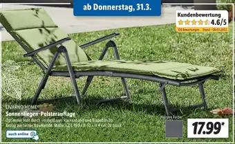 Lidl Livarno home Sonnenliegen-Polsterauflage L190xB60xH4 cm Angebot