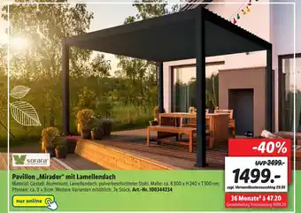 Lidl Pavillon Mirador mit Lamellendach B300xH240xT300 cm Angebot