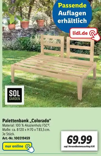 Lidl Palettenbank Colorado B120xH70xT83.5 cm Angebot