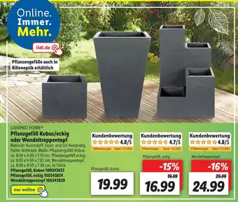 Lidl Livarno home PflanzgefaB Kubus/eckig oder Wendeltreppentopf Angebot