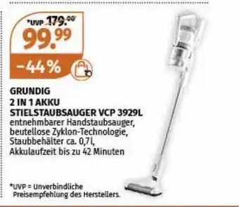 Müller Grundig 2 In 1 Akku Stielstaubsauger Vcp 3929l Angebot