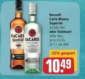 REWE Bacardi Carta Blanca Superior Oder Oakheart Angebot