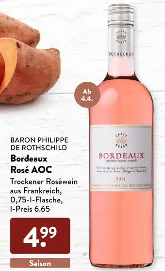 Aldi Süd Baron Philippe de Rothschild Bordeaux Rosé AOC 0,75L Flasche Angebot