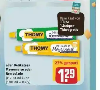 REWE Oder Delikatess Mayonnaise Oder Remoulade Angebot