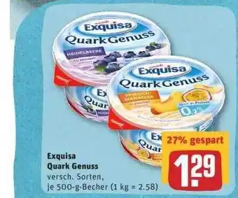 REWE Exquisa Quark Genuss 500g Becher Angebot