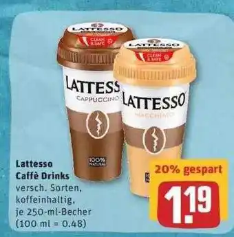 REWE Lattesso Caffe Drinks 250ml Becher Angebot