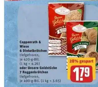 REWE Coppenrath & Wiese 6 Dinkelbrötchen Oder Unsere Goldstücke 7 Roggenbrötchen Angebot