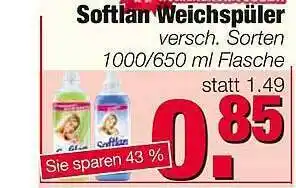 Edeka Scherer Softlan Weichspüler 1000/650ml Angebot