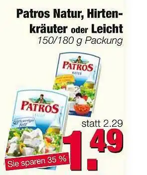 Edeka Scherer Patros Natur, Hirtenkräuter Oder Leicht 150/180g Angebot