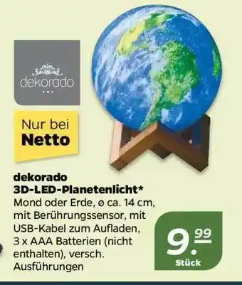 NETTO Dekorado 3d-led-planetenlicht Angebot