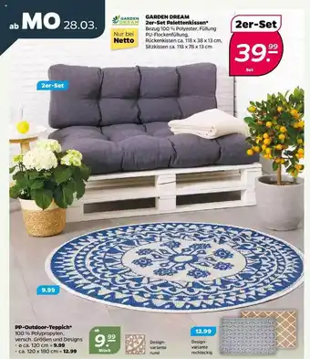 NETTO Pp-outdoor-teppich Oder Garden Dream 2er-set Palettenkissen Angebot