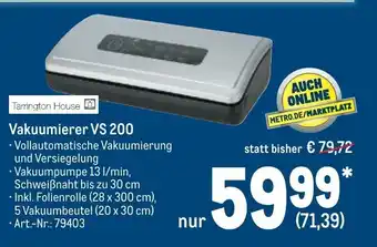 METRO Tarrington House Vakuumierer VS 200 Angebot