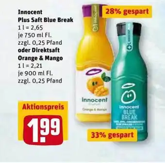 REWE Kaufpark Innocent Plus Saft Blue Break Oder Direktsaft Orange & Mango Angebot