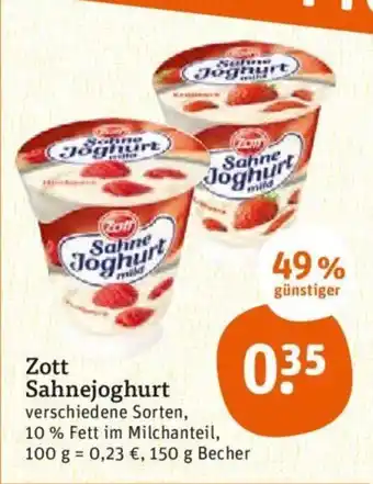 tegut Zott sahnejoghurt 100g Angebot