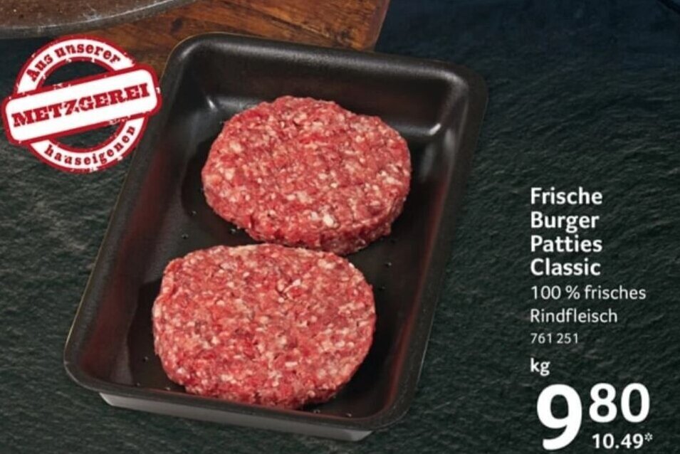 Frische burger patties classic Angebot bei Selgros