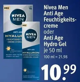 Rossmann Nivea Men Anti Age Feuchtigkeitscreme oder Anti Age Hydro Gel 50 ml Angebot