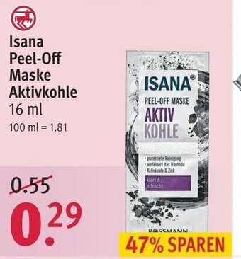 Rossmann Isana Peel Off Maske Aktivkohle 16 ml Angebot