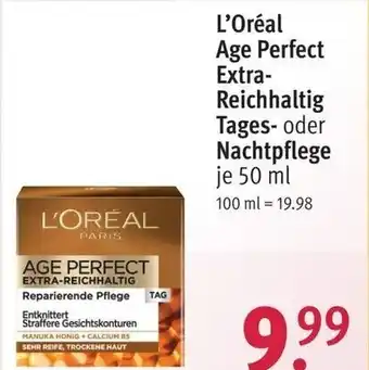 Rossmann L'Oreal Age Perfect Extra Reichhaltig Tages oder Nachtopflege 50 ml Angebot