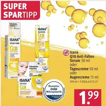Rossmann Isana Q10 Anti Falten Serum 30 ml oder Tagescreme 50 ml oder Augencreme 15 ml Angebot