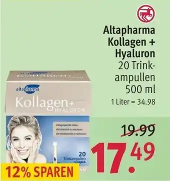 Rossmann Altapharma Kollagen + Hyaluron 20 Trinkampullen 500 ml Angebot