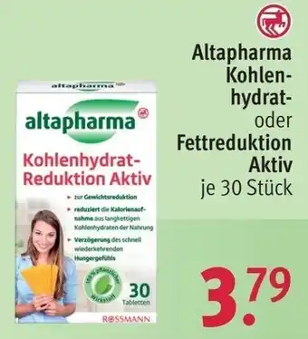 Rossmann Altapharma Kohlenhydrat oder Fettreduktion Aktiv je 30 Stück Angebot