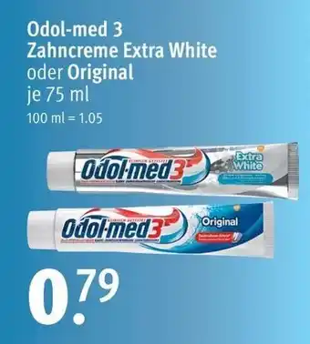 Rossmann Odol-med 3 Zahncreme Extra White oder Original je 75 ml Angebot