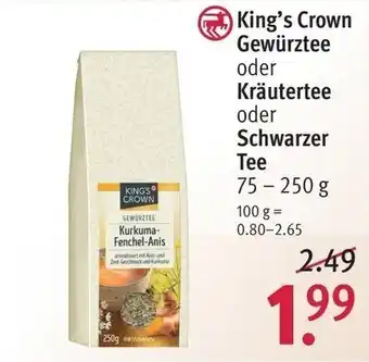 Rossmann King's Crown Gewürztee oder Kräutertee oder Schwarzer Tee 75-250 g Angebot