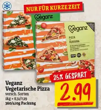 nah & gut Veganz Vegetarische Pizza 360/410g Packung Angebot