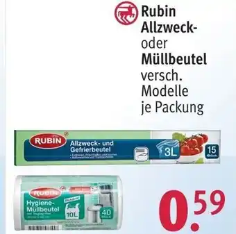 Rossmann Rubin Allzweck oder Müllbeutel versch.Modelle je Packung Angebot