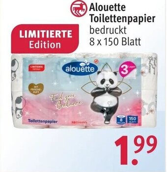 Rossmann Alouette Toilettenpapier bedruckt 8 x 150 Blatt Angebot