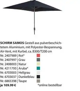 Dehner Schirm Samos Angebot