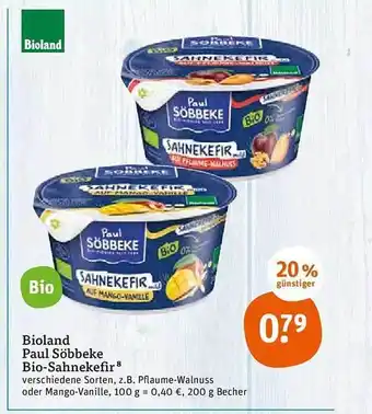 tegut Bioland Paul Söbbeke Bio-sahnekefir Angebot