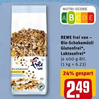 REWE Rewe frei von Bio Schokomüsli Glutenfrei, Laktosefrei 400 g Btl Angebot